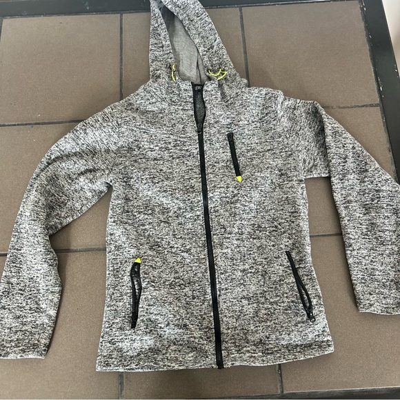Grey Zip-Up Hoodie with Neon Accents - Picture 12 of 12